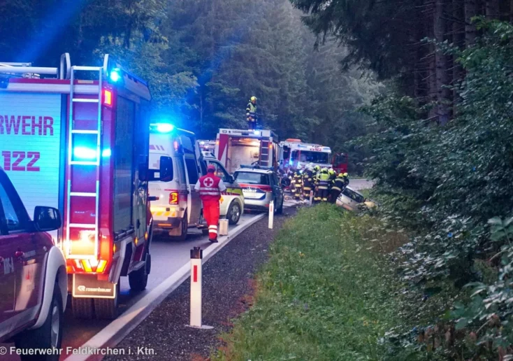 Symbolfoto zu einem Beitrag von 5min.at: Mehrere Feuerwehren, Rettung und Polizei bei einem Autounfall im Einsatz