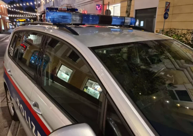 Symbolfoto zu einem Beitrag von 5min.at: Eine Polizeistreife in Villach bei Nacht