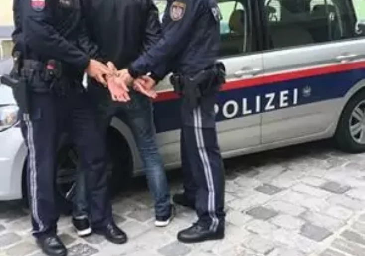 Symbolfoto von 5min.at: Polizisten verhaften einen Mann.