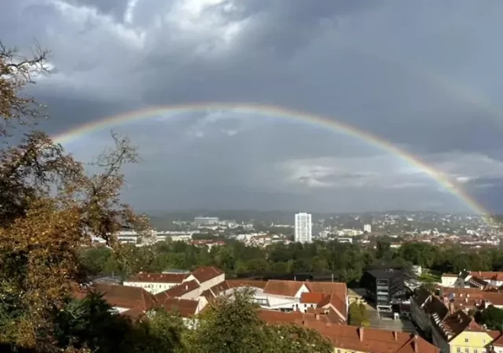 Symbolfoto zu einem Beitrag von 5min.at: Regenbogen über Graz