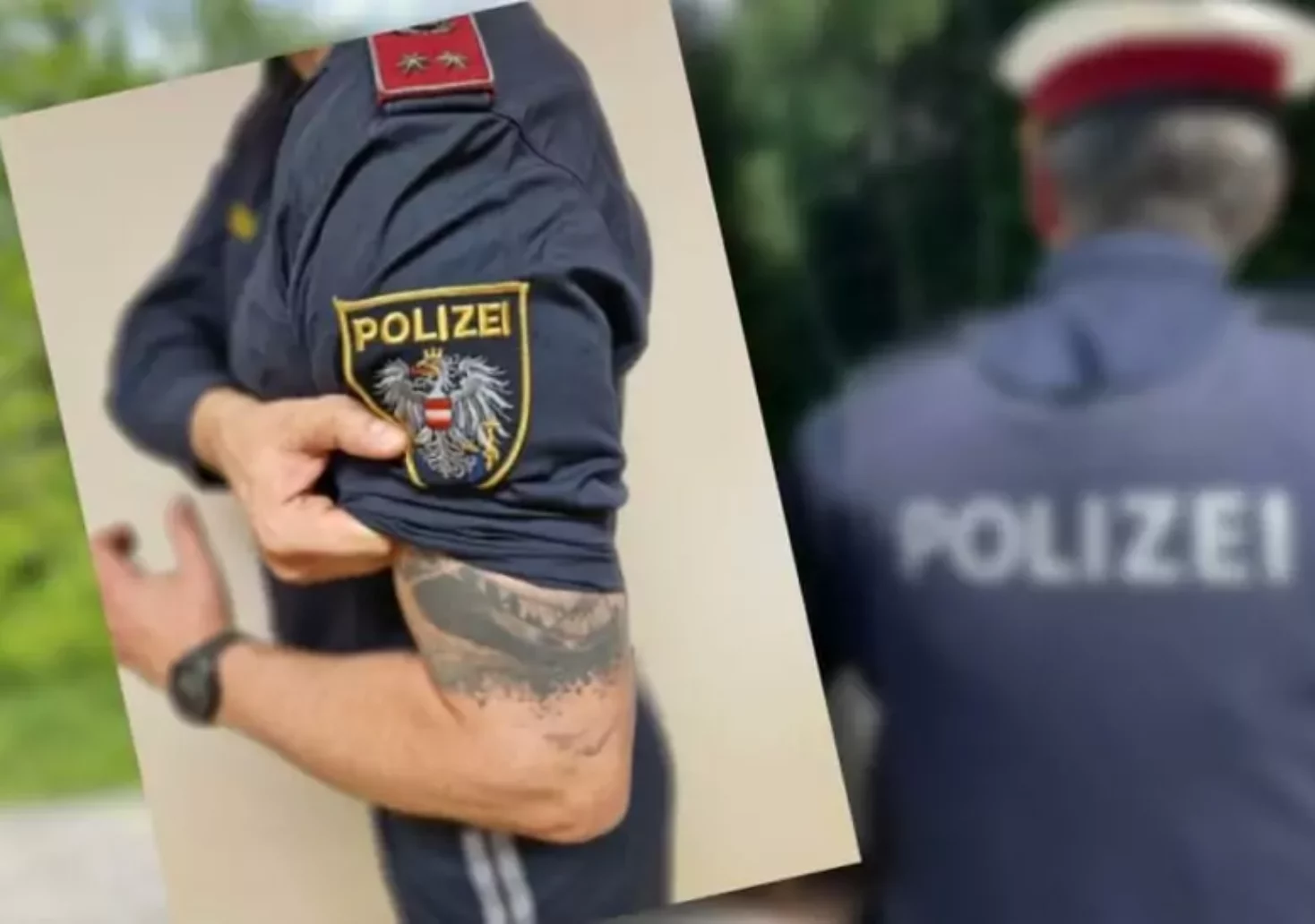 Bild auf 5min.at zeigt einen Polizisten mit Tattoos.