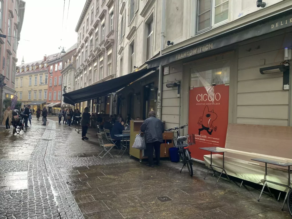 Bild auf 5 Minuten zeigt die neue Aperativo-Bar beim Frankowitsch in Graz.
