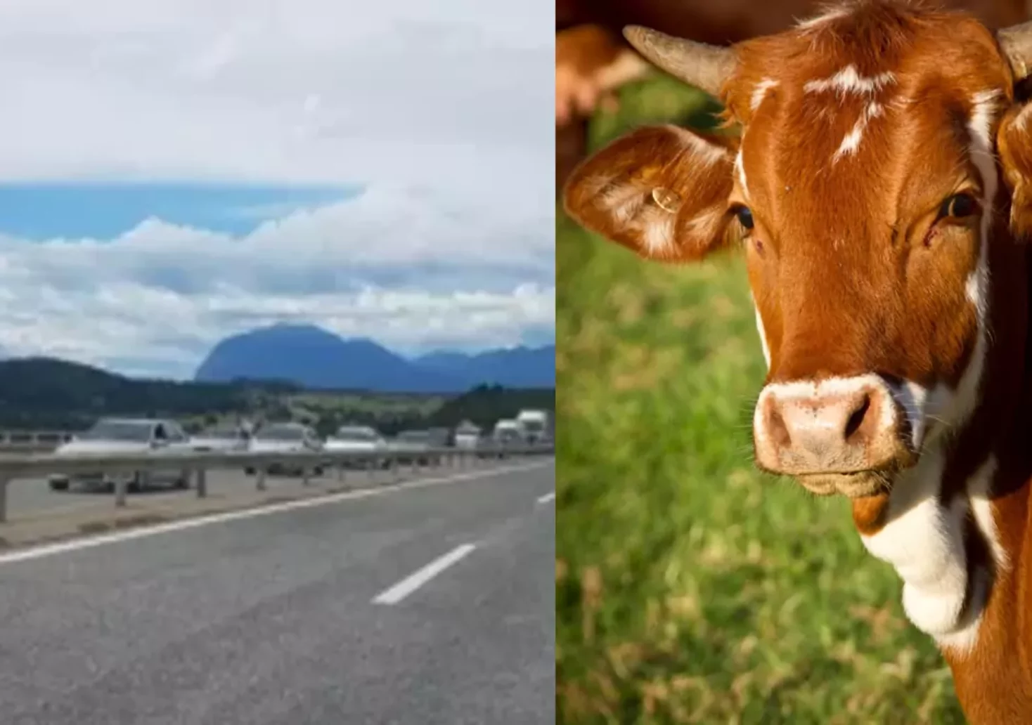 Bild auf 5min.at zeigt einen Stier und eine Autobahn.