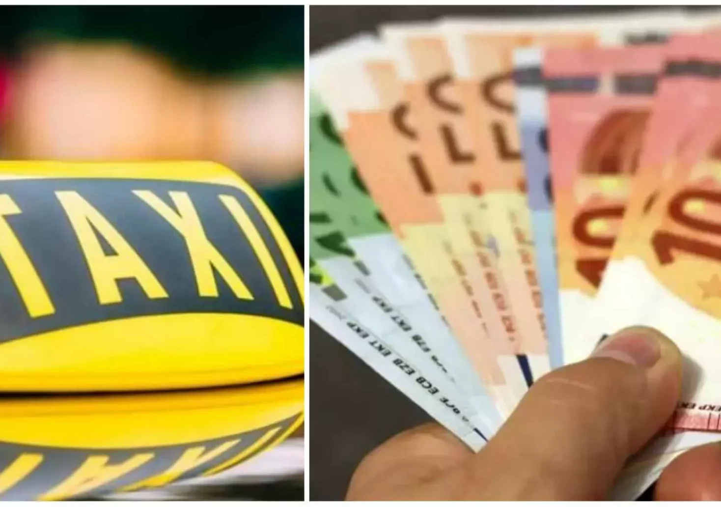 Foto in Beitrag von 5min.at: Zu sehen ist eine Montage von einem Taxi-Schild und Geld.