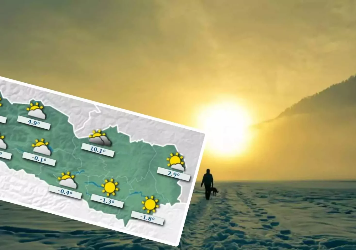 Foto in Beitrag von 5min.at: Zu sehen sind die verrückten Temperaturen heute in der Früh in Kärnten.