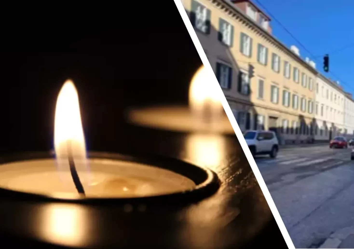 Bild auf 5min.at zeigt eine Kerze und die Elisabethstraße in Graz.
