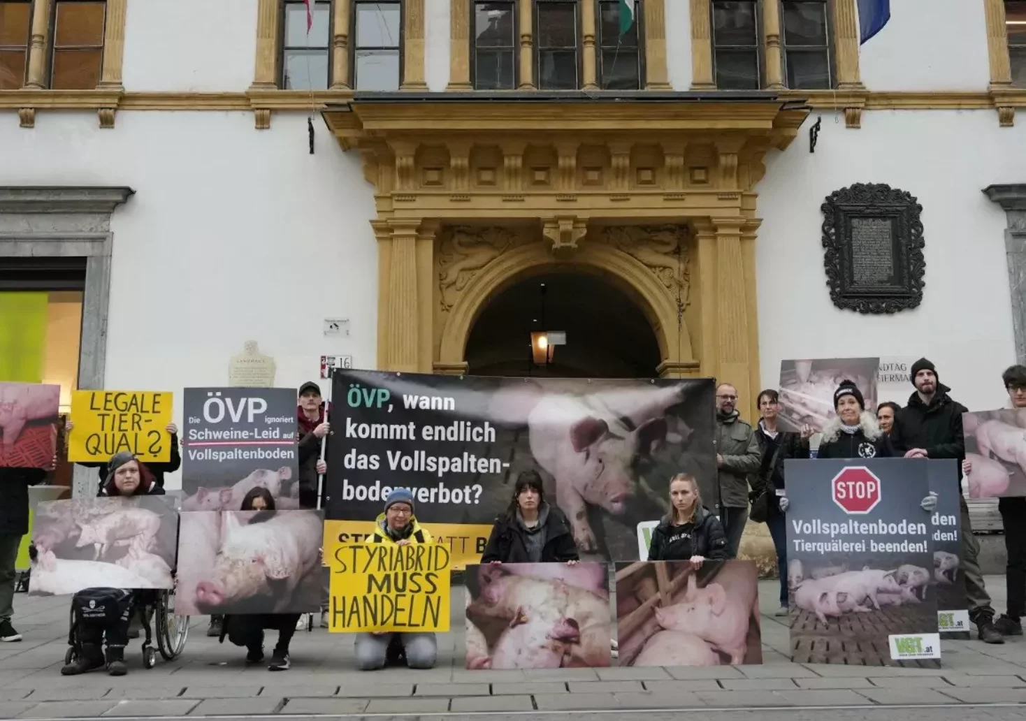 Nach Skandal in Schweinebetrieb: Tierschützer protestieren in Graz