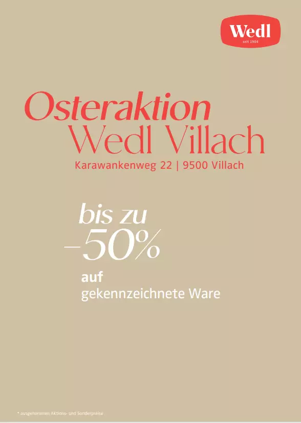 Große Osteraktion bei Wedl in Villach – Spare bis zu 50 %