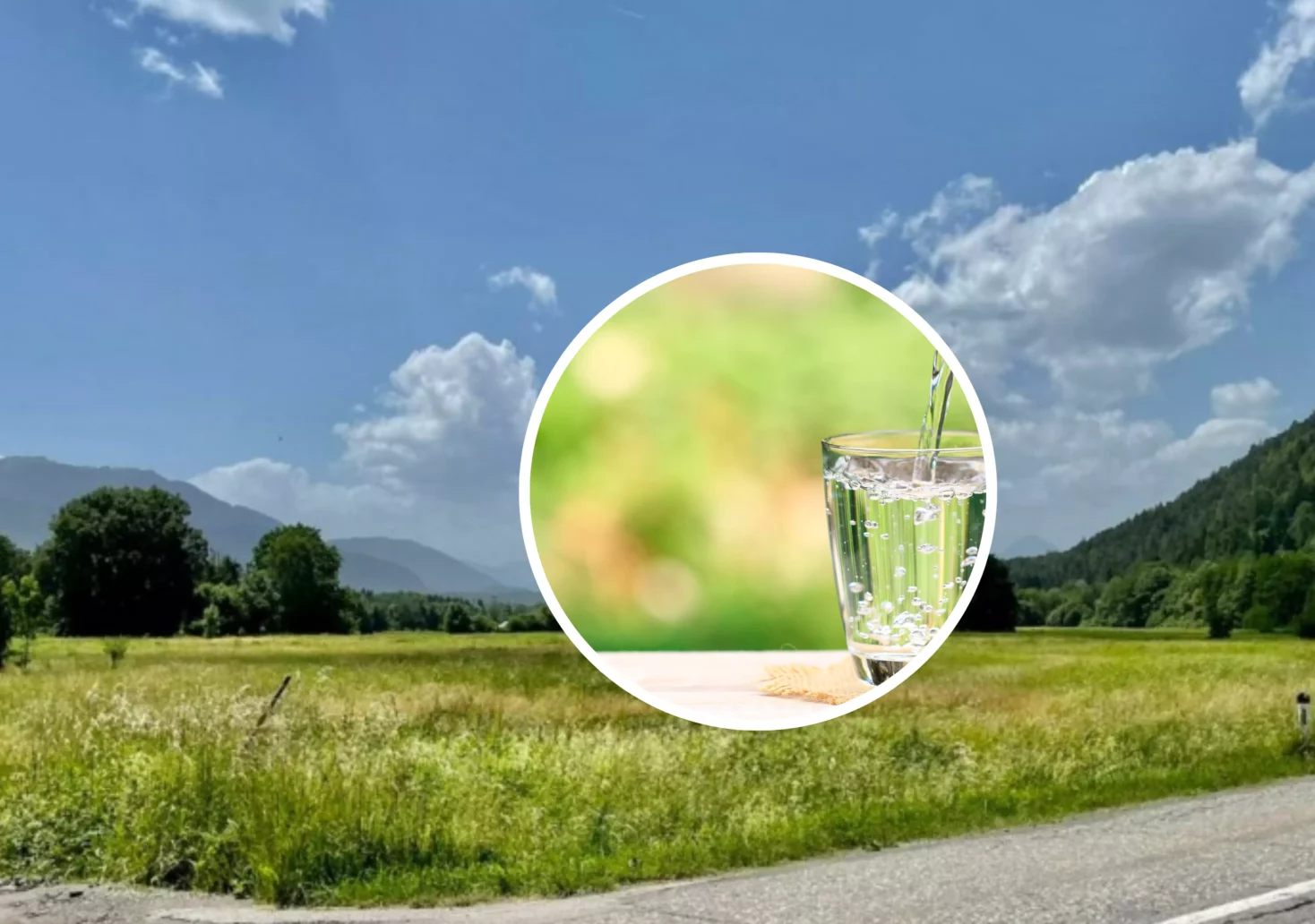 Bild auf 5min.at zeigt die Federaun in Villach und ein Glas Wasser