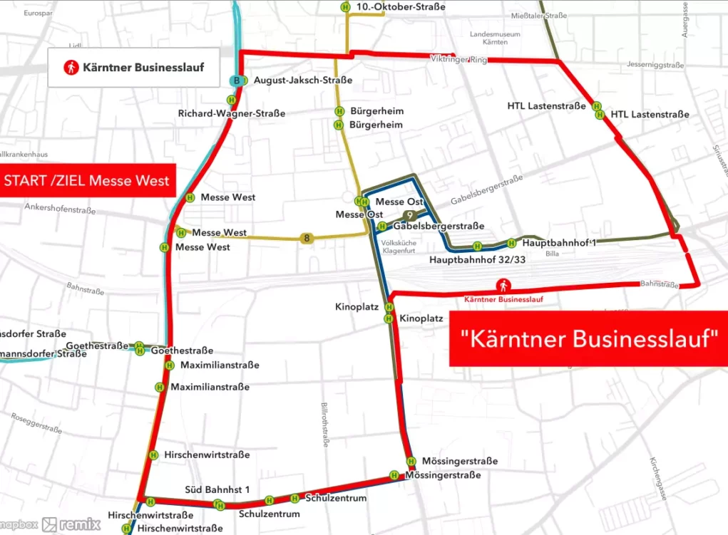 Bild auf 5min.at zeigt die Route des Kärntner Businesslauf 2024