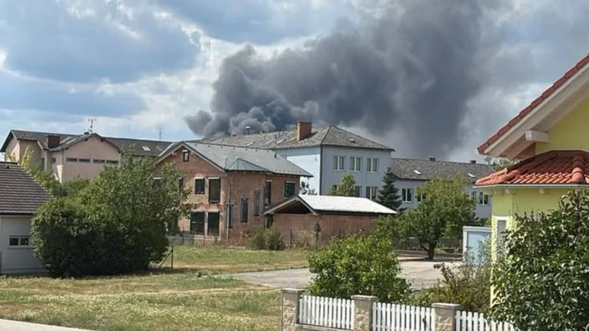 Foto in Beitrag von 5min.at zeigt die große Rauchwolke über Winzendorf.
